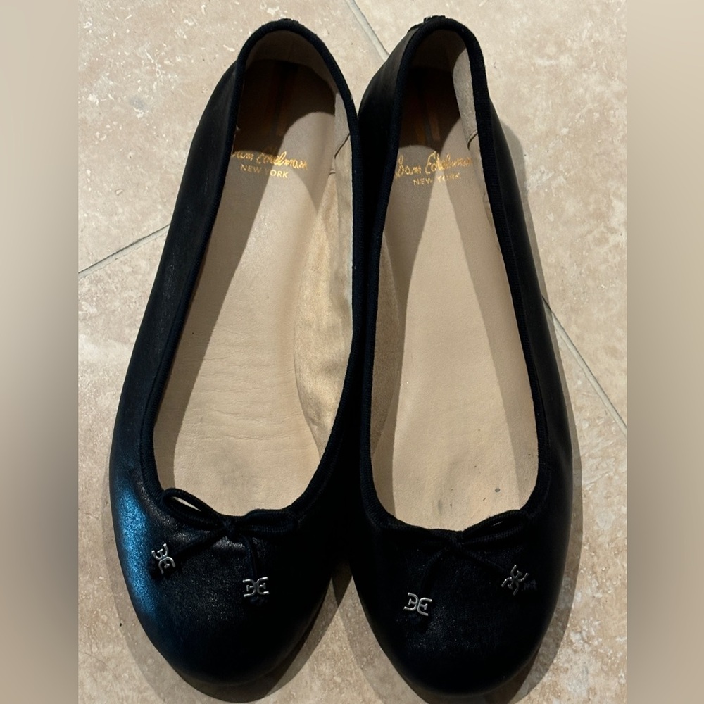 SAM EDELMAN Felicia Luxe Flat Black Leather, size 9Wide - Picture 7 of 12